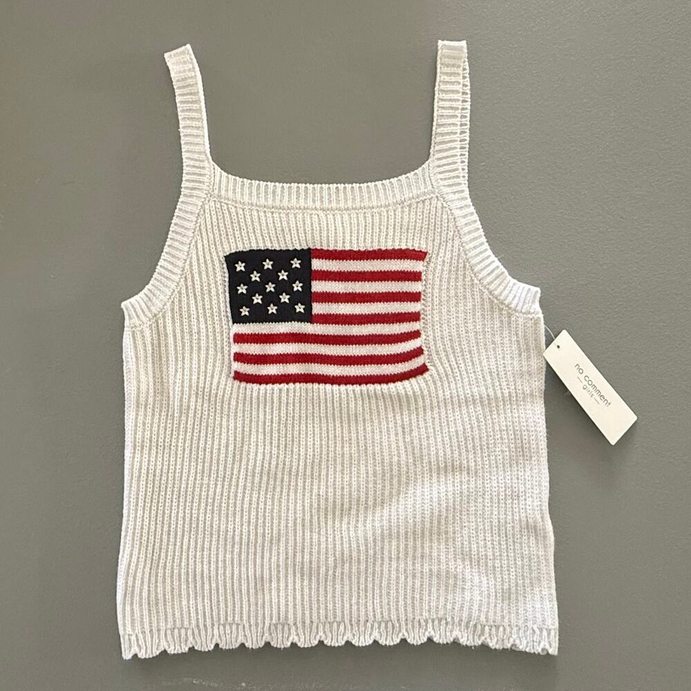 No Comment Girls Americana USA Flag Ribbed Crochet Tank Top 10-12 NWT